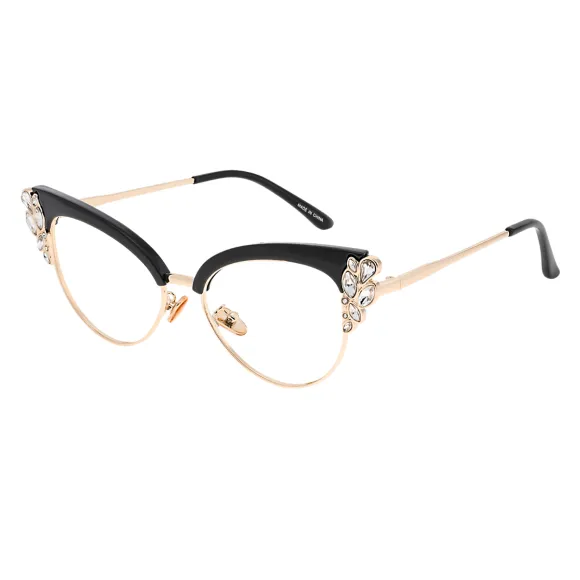 cat-eye black-gold reading glasses