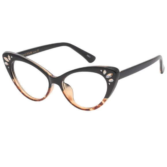 cat-eye black-demi reading glasses