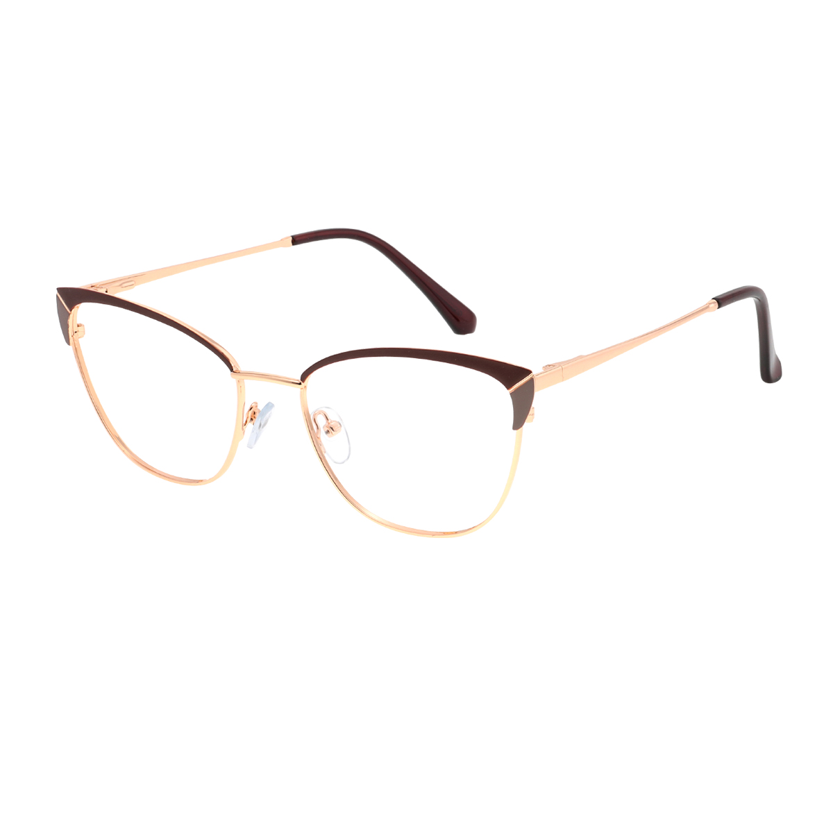Carolyn - Browline Brown-gold Reading Glasses for Women