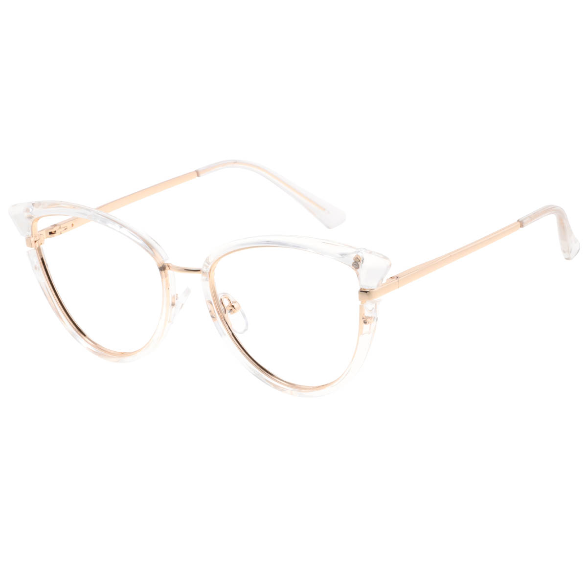 Barcelona - Cat-eye Transparent-Gold Reading Glasses for Women