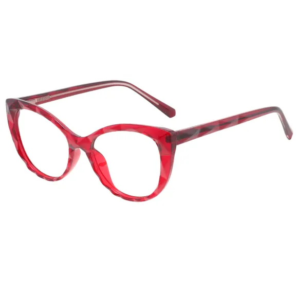 cat-eye transparent-red reading glasses