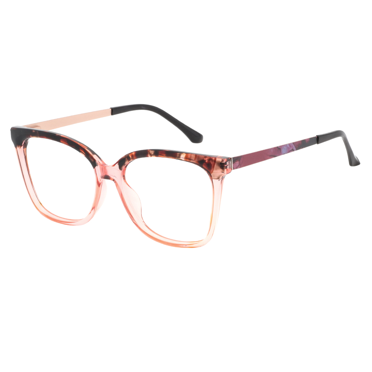 Tiryns - Square Transparent-pink Reading Glasses for Women