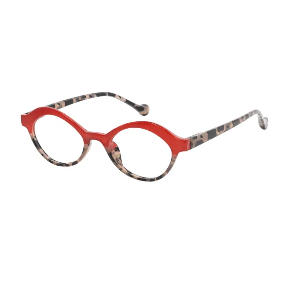 oval red-demi reading glasses