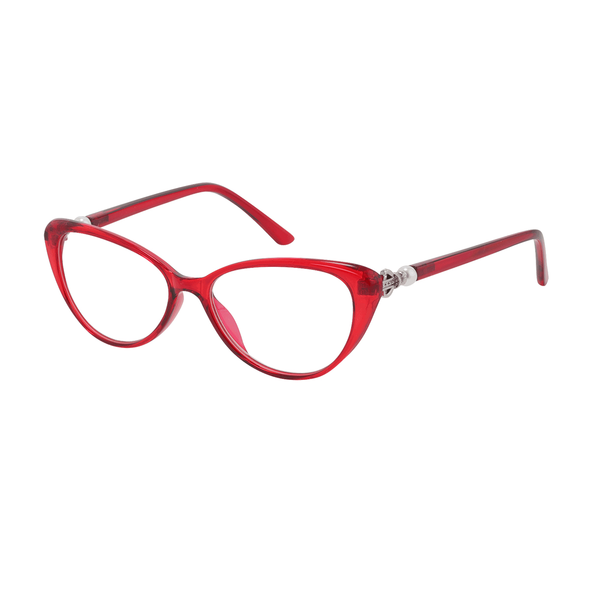 Meg - Cat-eye Transparent-Red Reading Glasses for Women