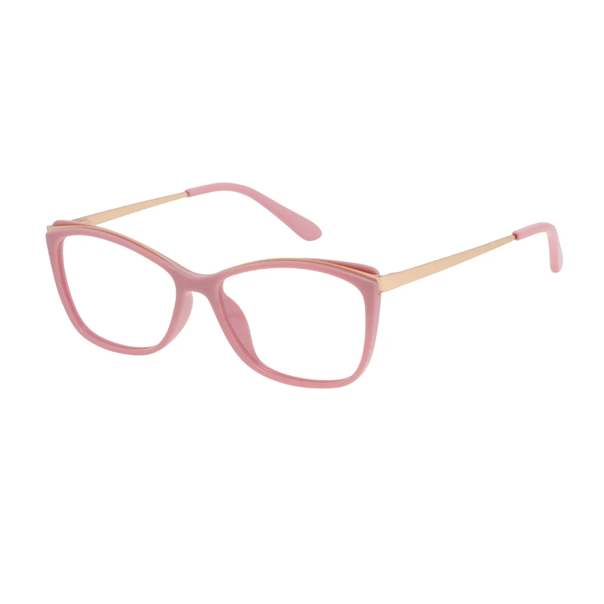 Fashion Rectangle Pink-gold Reading Glasses for Women