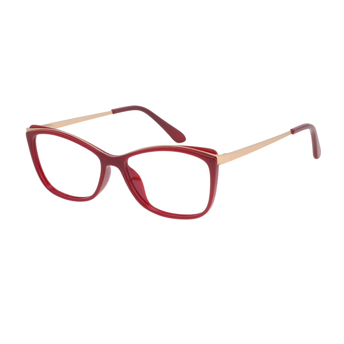 Gela - Rectangle Red-gold Reading Glasses for Women