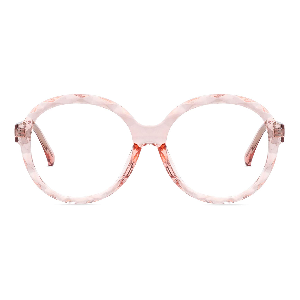 round transparent-pink reading-glasses