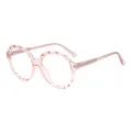 Euphrosyne - Round Transparent-Pink Reading Glasses for Women