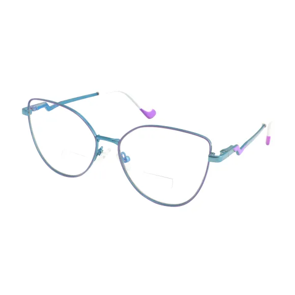cat-eye cyan-purple reading glasses
