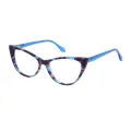 Ida - Cat-eye Transparent blue/yellow Reading Glasses for Women