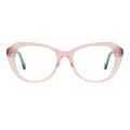 Joanne - Cat-eye Transparent Blue Reading Glasses for Women