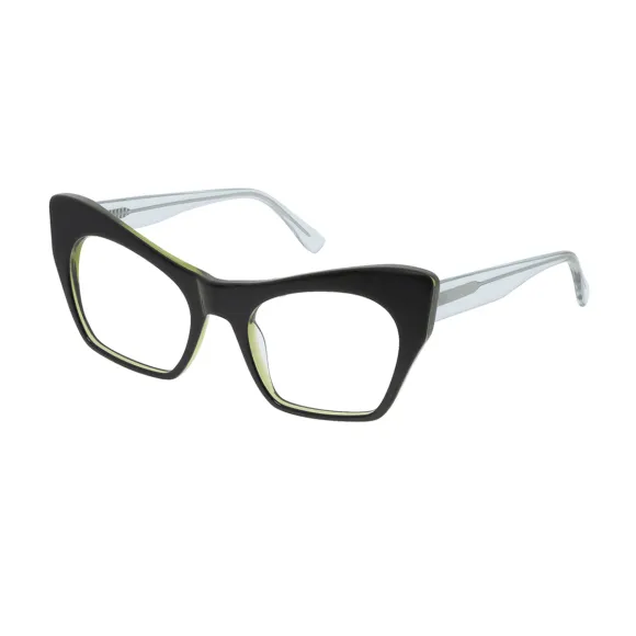 cat-eye clear-green reading glasses