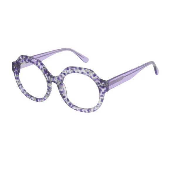 round purple reading glasses