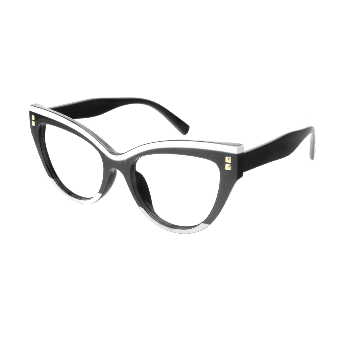 Alpeni - Cat-eye Black-White Reading Glasses for Women
