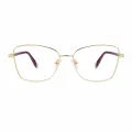 Gwendoline - Square Gold/Purple Reading Glasses for Women