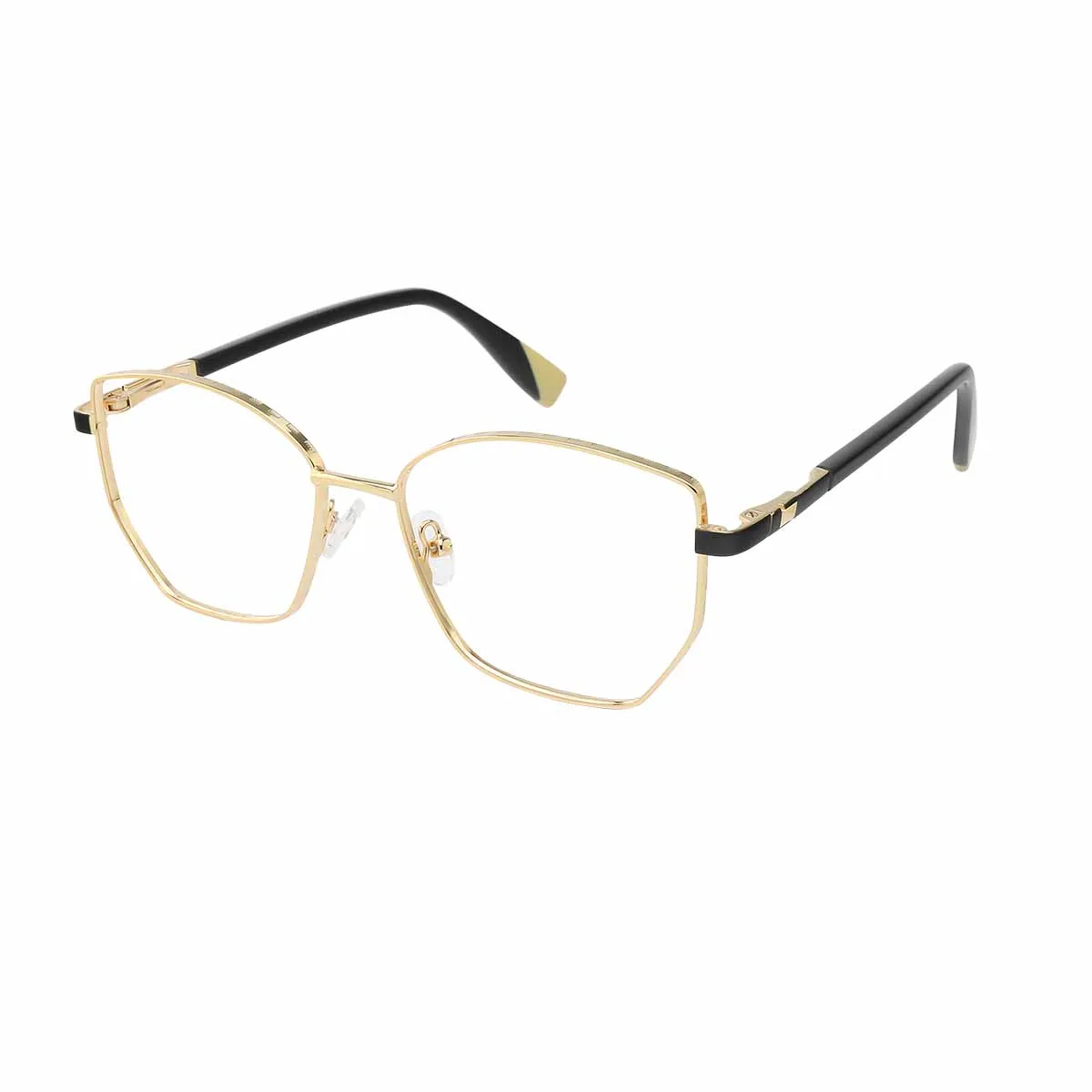 Fashion Square Gold/Black Reading Glasses for Women