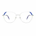 Corinna - Oval Silver/Blue Reading Glasses for Women