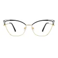 Ellen - Cat-eye Black/Gold Reading Glasses for Women