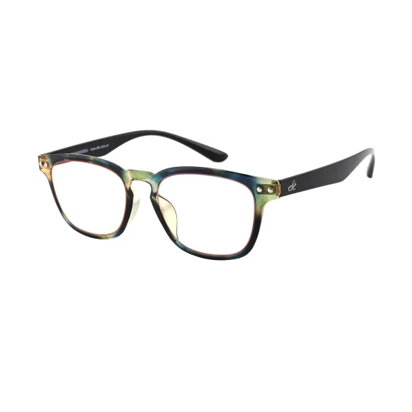square green-black reading glasses