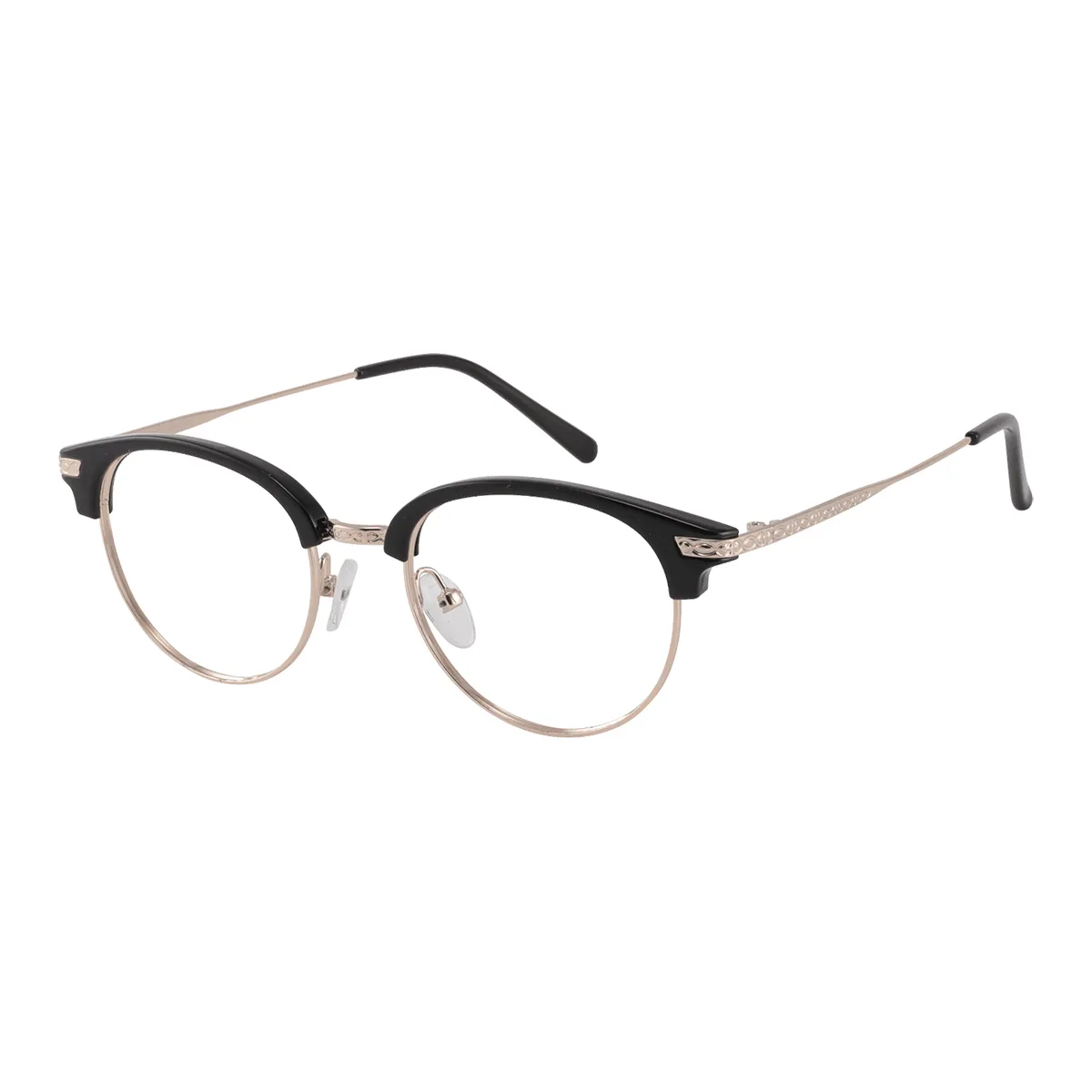 Fashion Browline Black-Gold Reading Glasses for Men & Women
