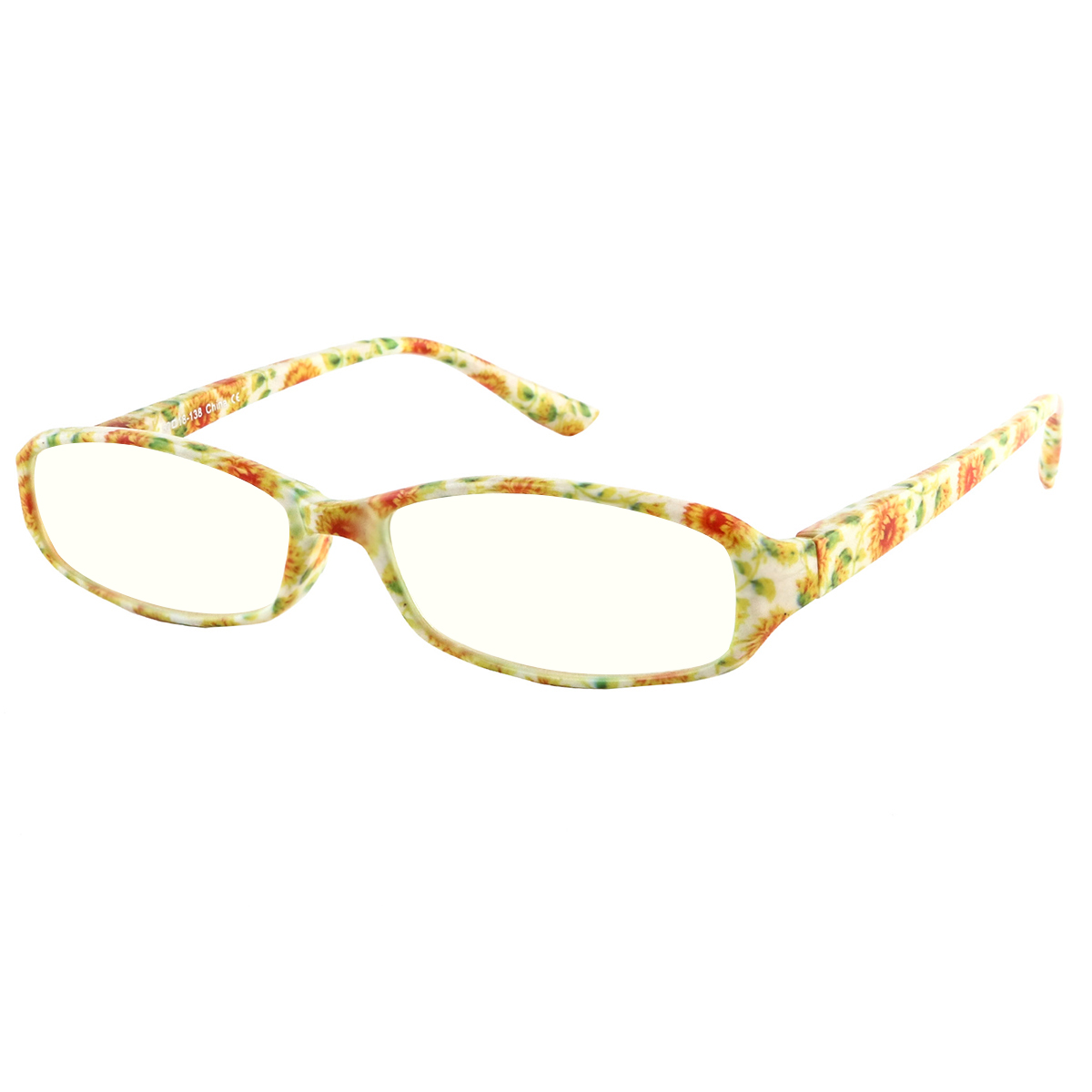 Lorelai - Rectangle Yellow-Floral Reading Glasses for Women