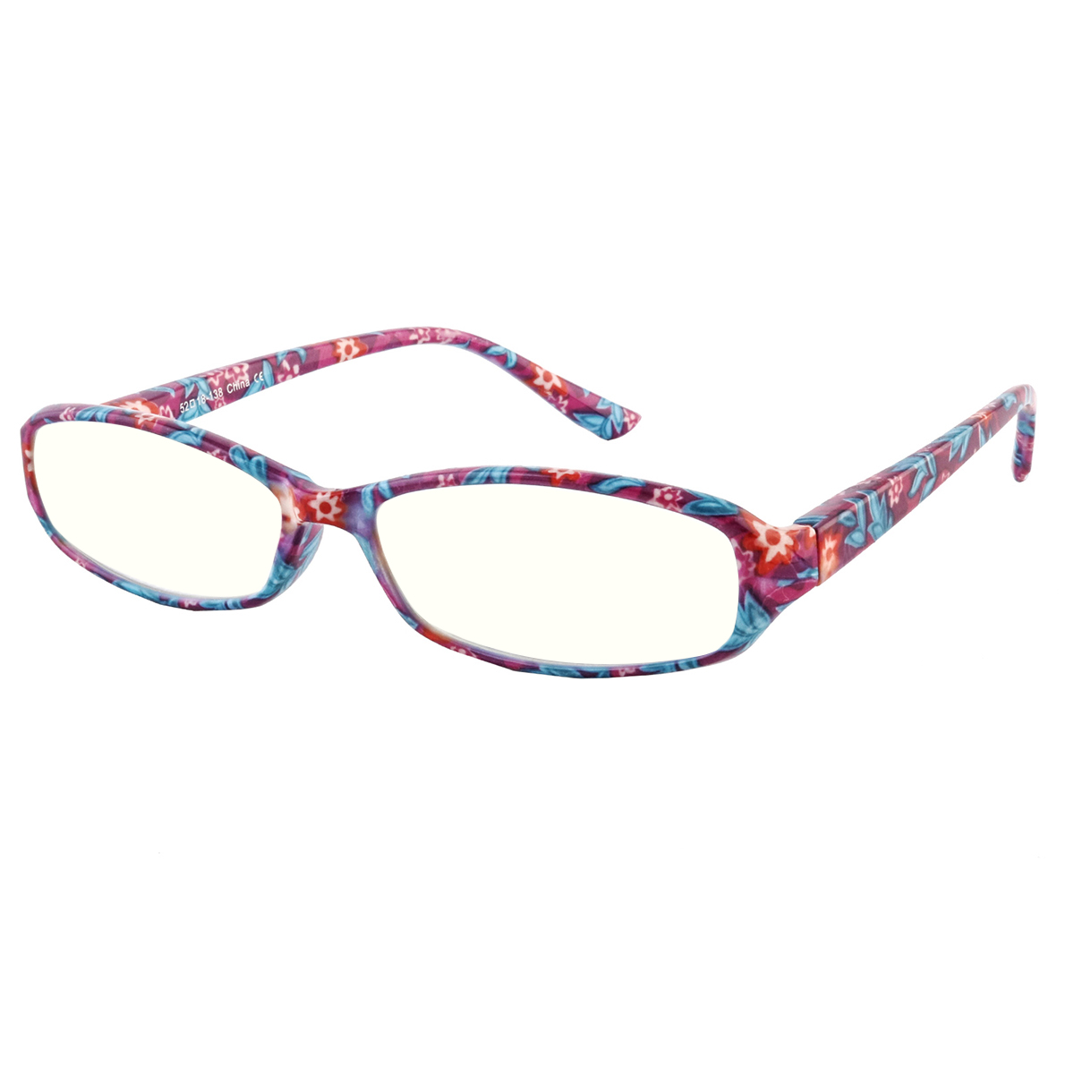 Lorelai - Rectangle Pink-Floral Reading Glasses for Women