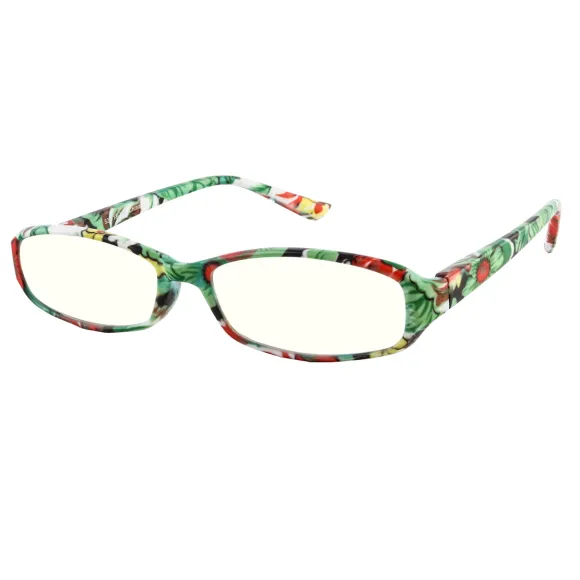 rectangle green-floral reading glasses