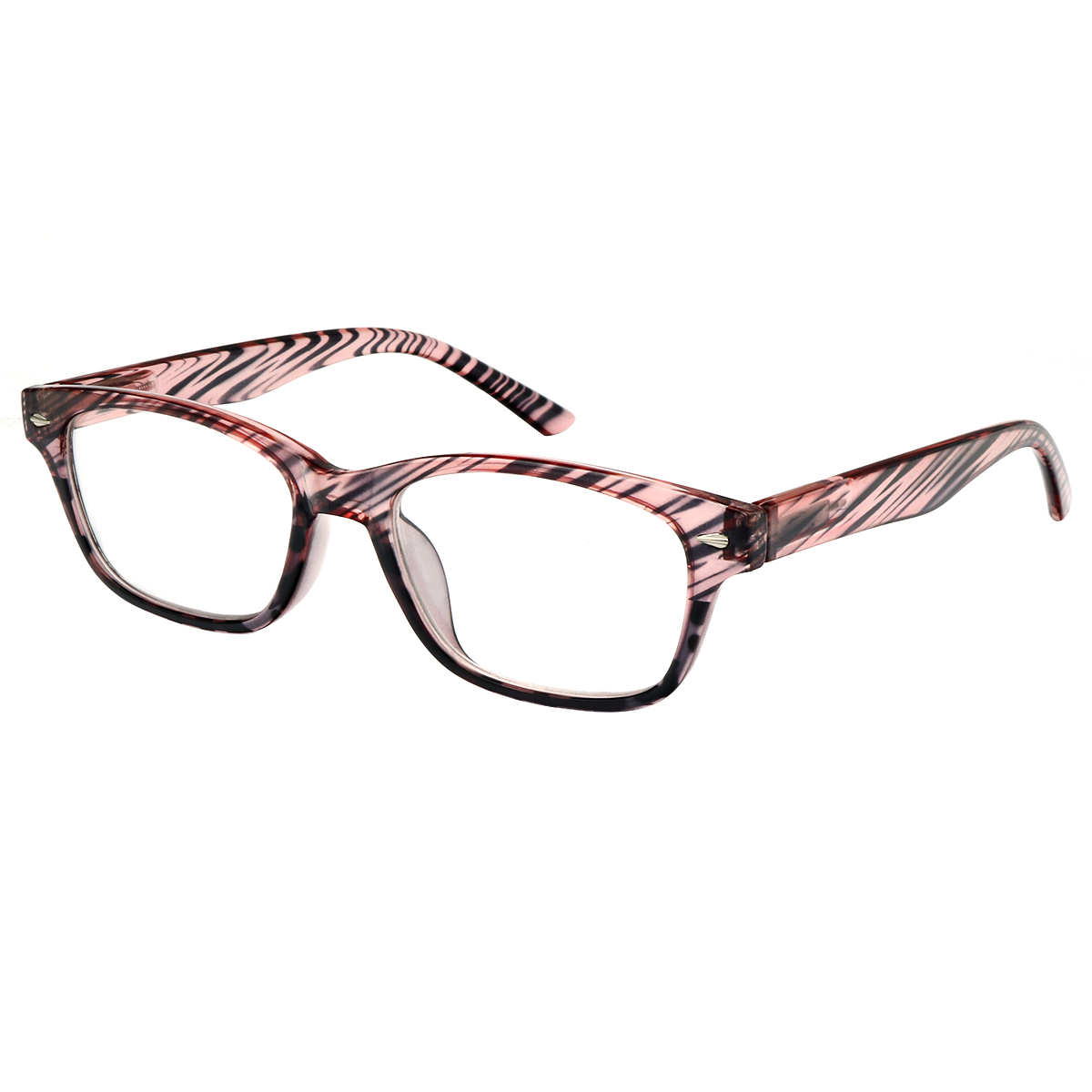 Cassian - Rectangle Pink Reading Glasses for Men & Women