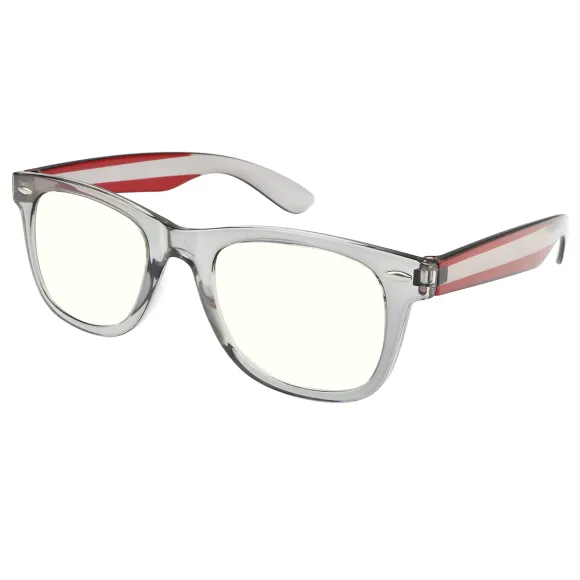 square transparent-red reading glasses