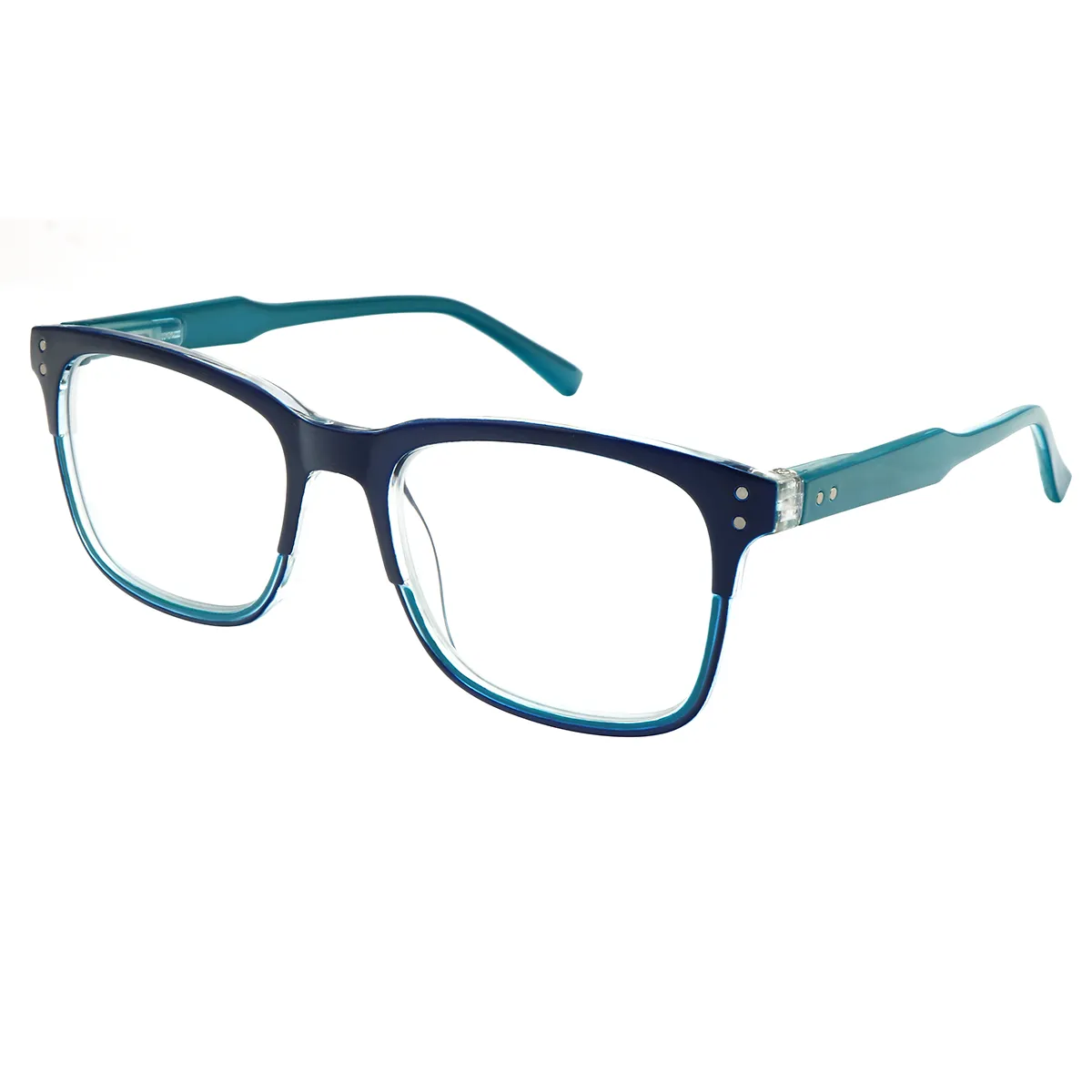 Classic Square Blue Reading Glasses for Men