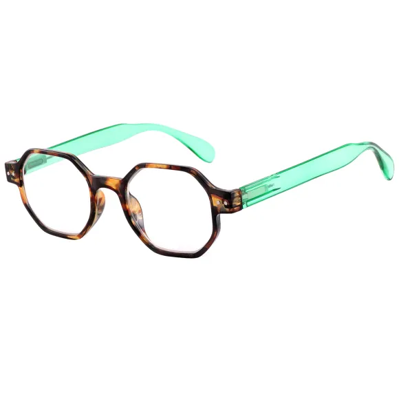 geometric demi-green reading glasses
