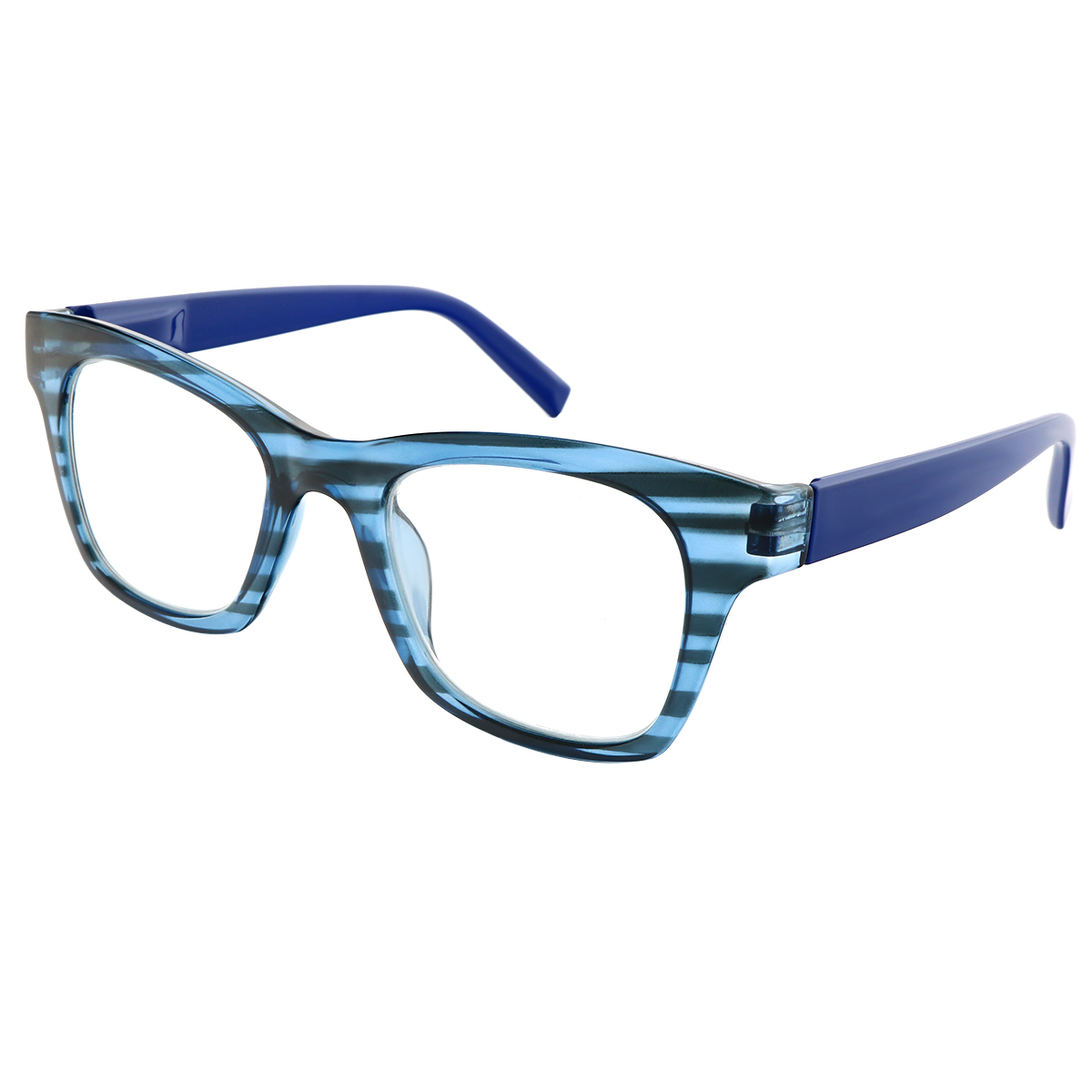 Hayley - Rectangle Blue Reading Glasses for Men & Women