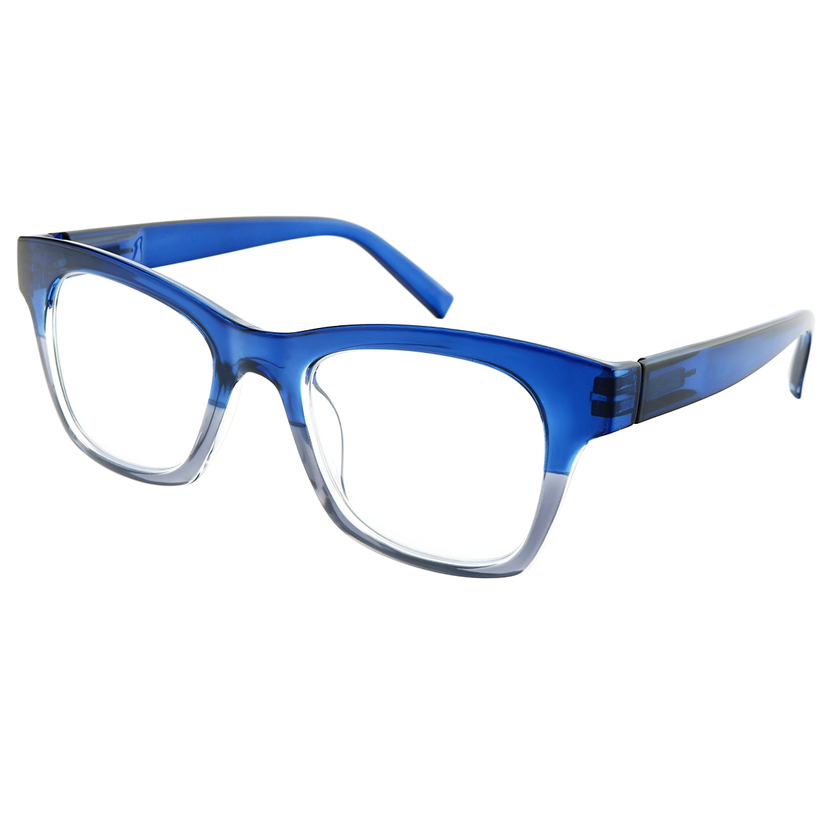 Alesia - Rectangle Blue-transparent Reading Glasses for Men & Women