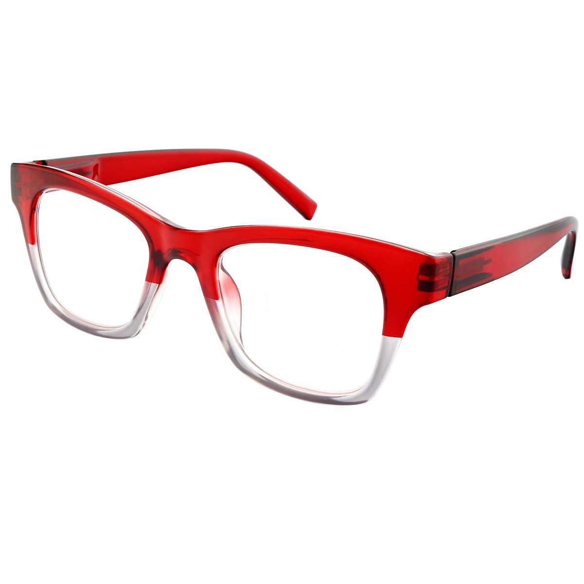 Alesia - Rectangle Red-transparent Reading Glasses for Men & Women