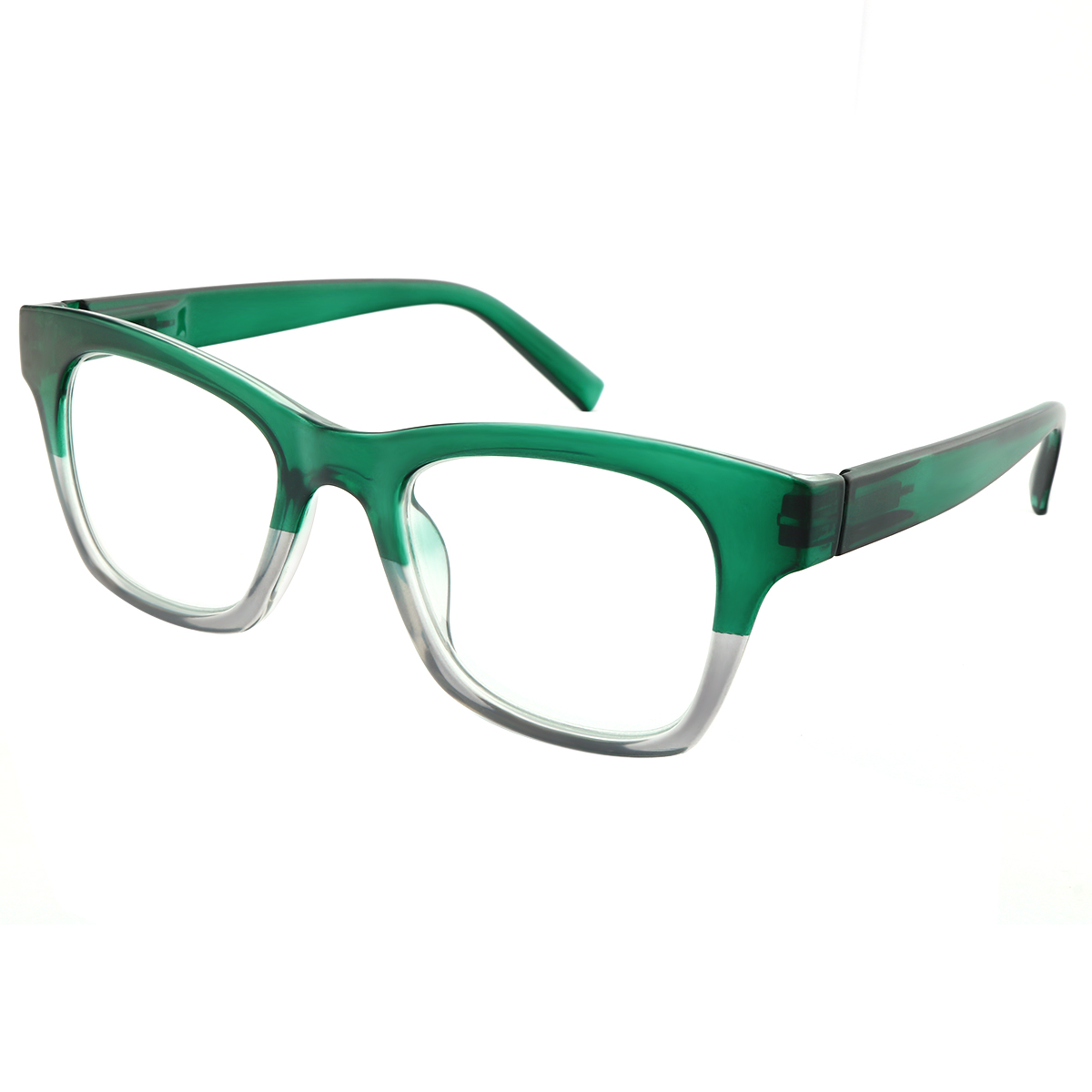 Alesia - Rectangle Green-transparent Reading Glasses for Men & Women