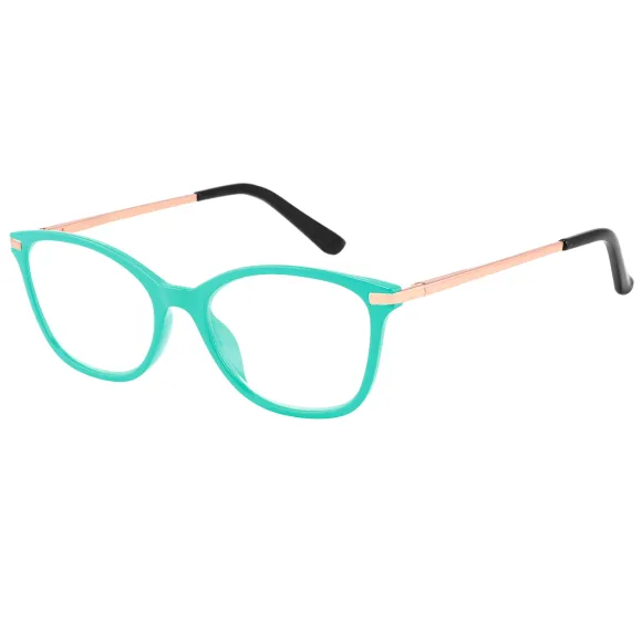 cat-eye green reading glasses