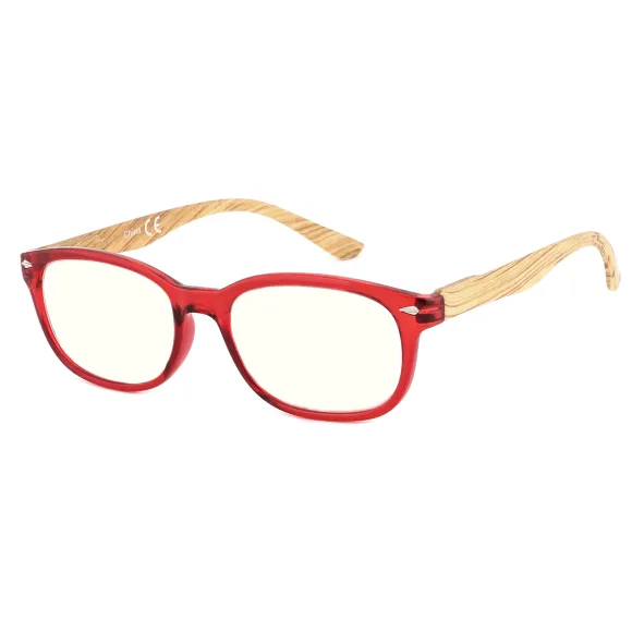 oval red-wood reading glasses
