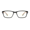 Caesar - Rectangle Black Reading Glasses for Men & Women