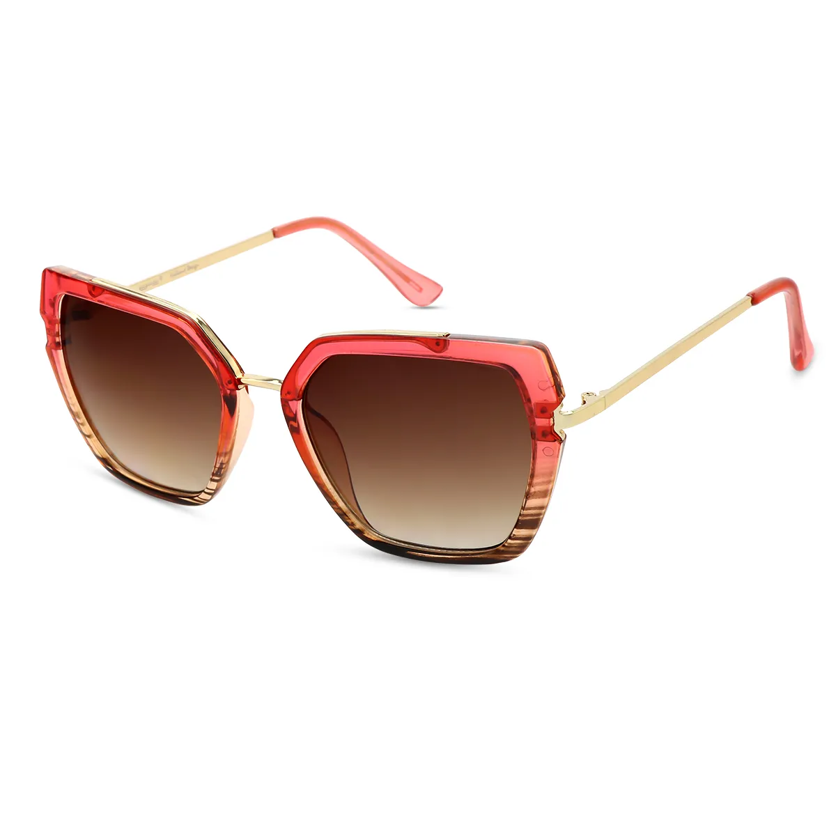 June - Geometric Red Sunglasses for Women