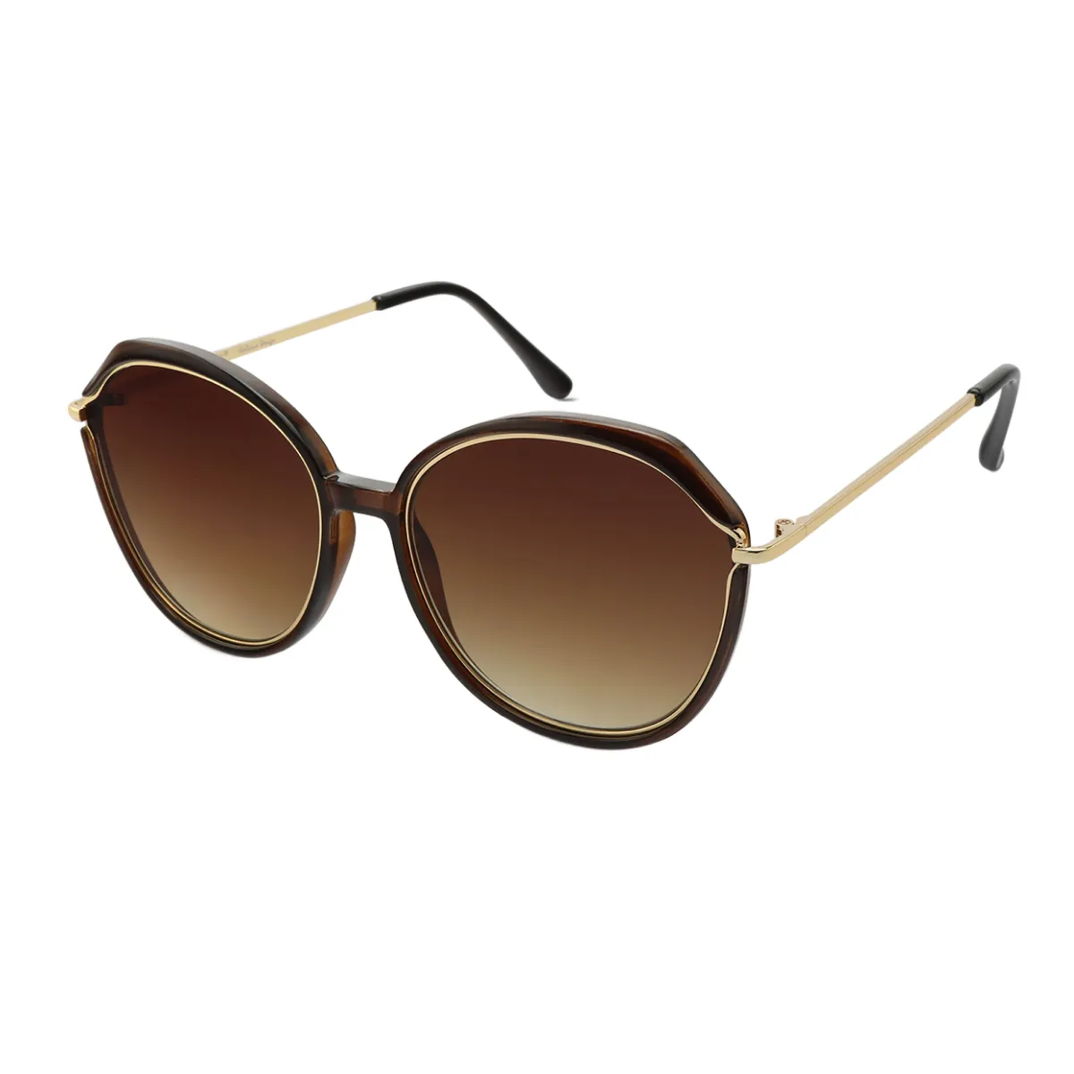 Susanna - Round Brown Gold Sunglasses for Women
