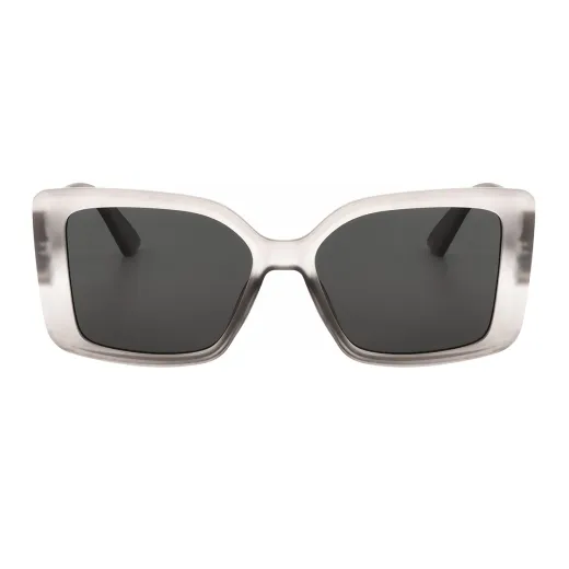 Pheebe - Rectangle Transparent-Grey Sunglasses for Women