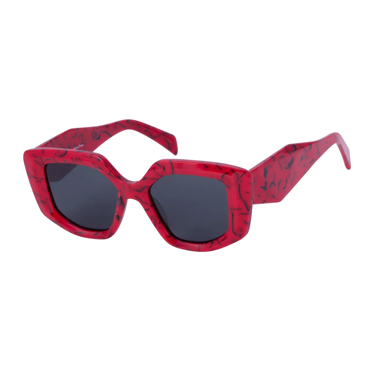 Brittany - Geometric Red Sunglasses for Women