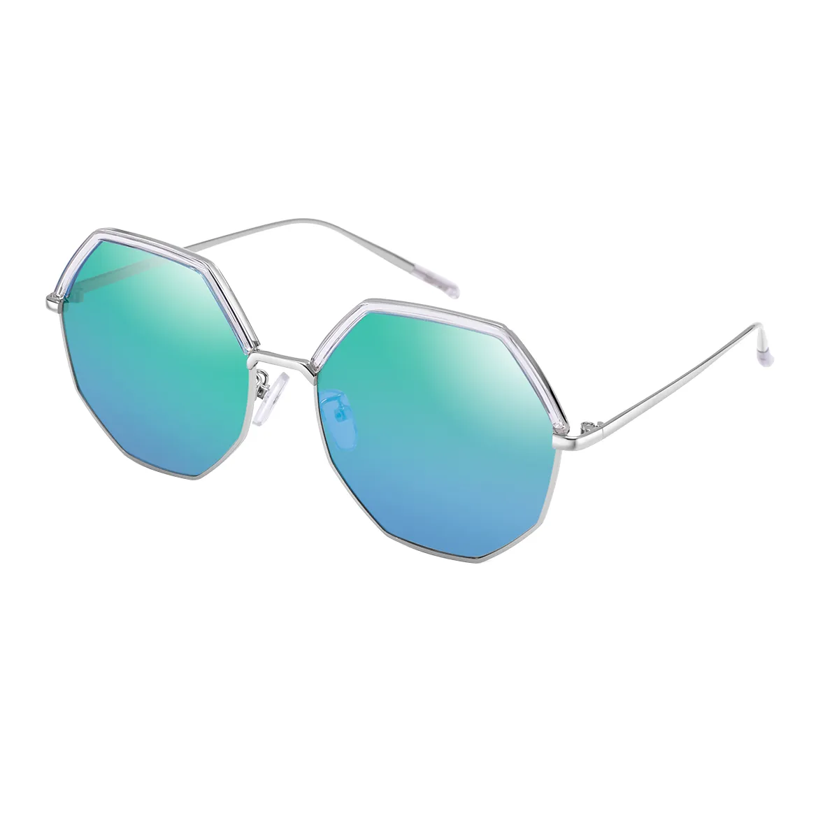 Di - Geometric Silver/Blue Sunglasses for Women