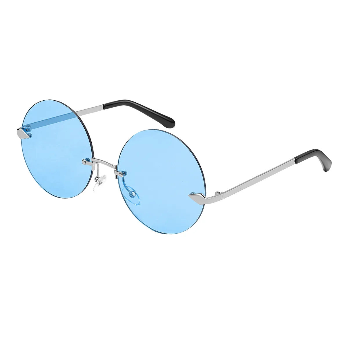 Gaines - Round Blue Sunglasses for Women