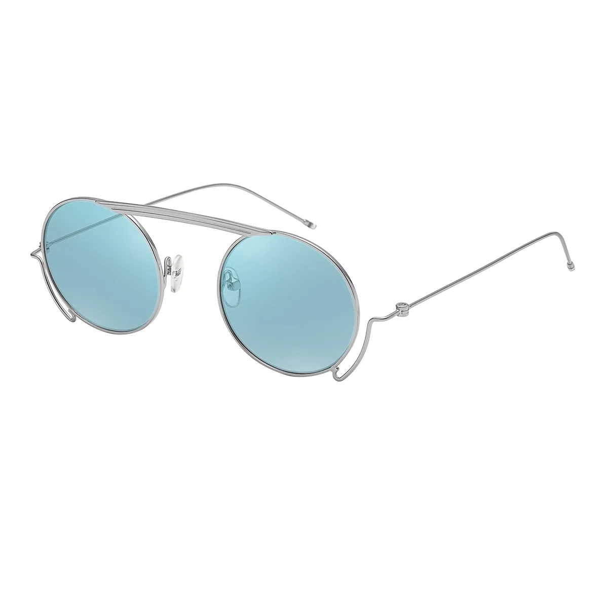 Cooper - Round Silver Sunglasses for Women