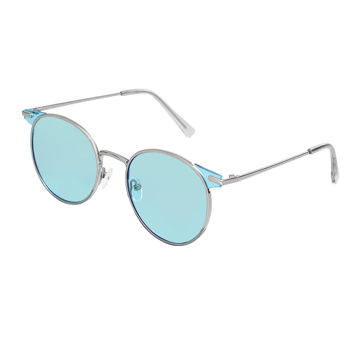 Pruett - Round Silver Sunglasses for Women