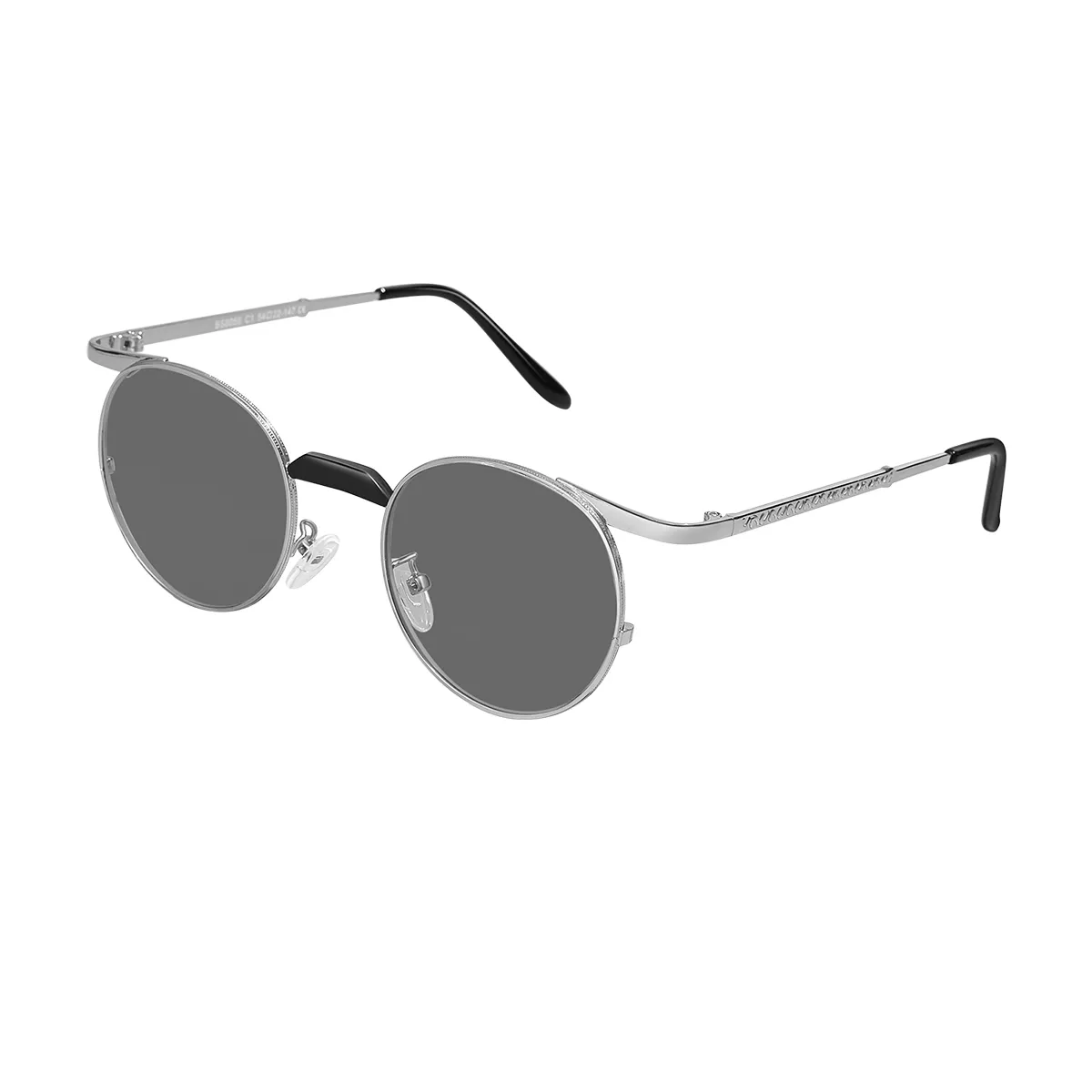 Elina - Round Silver Sunglasses for Women