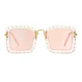 Carmen - Square Gold-White Sunglasses for Women