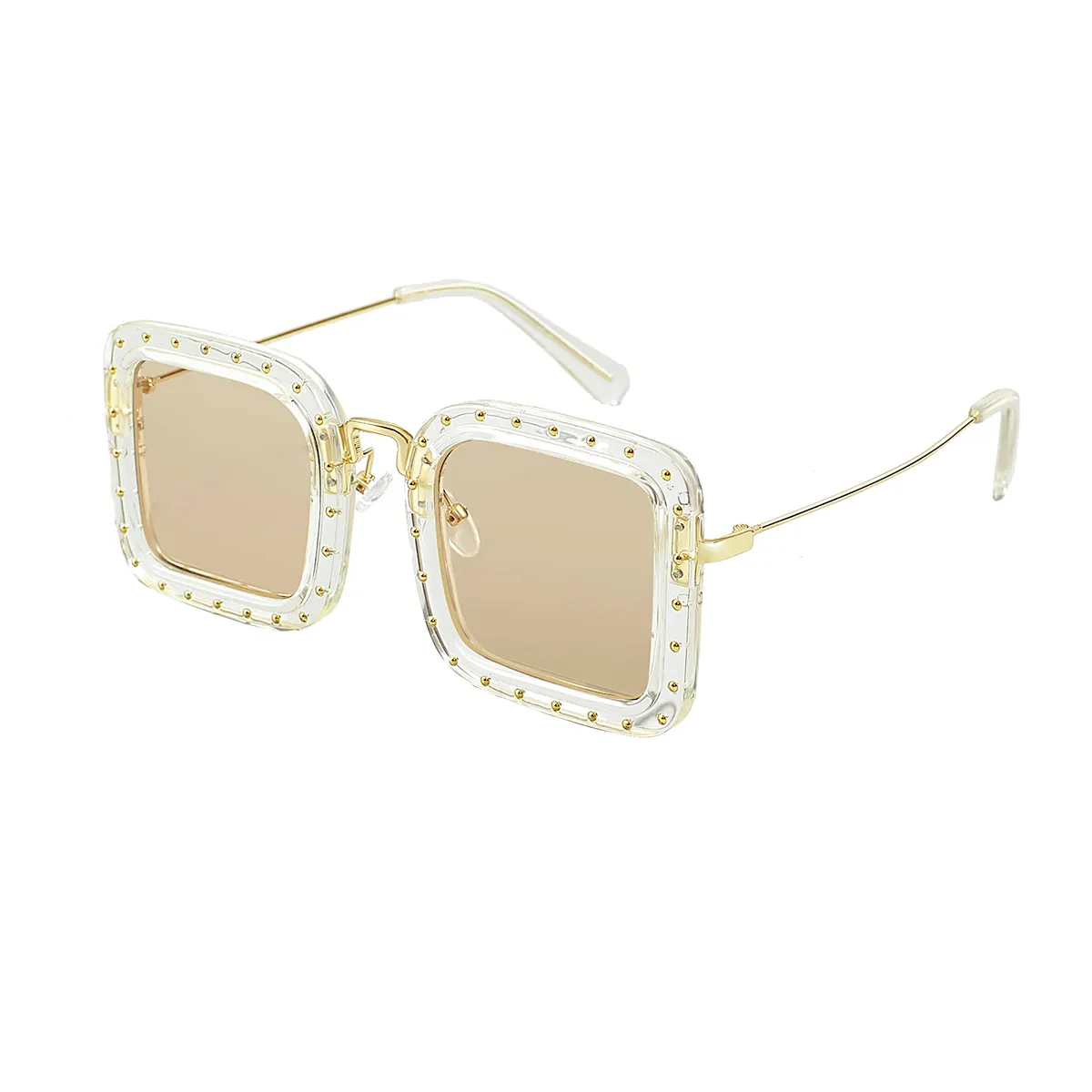 Carmen - Square Gold-White Sunglasses for Women
