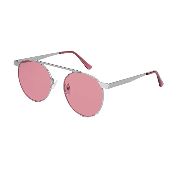 round pink-silver sunglasses